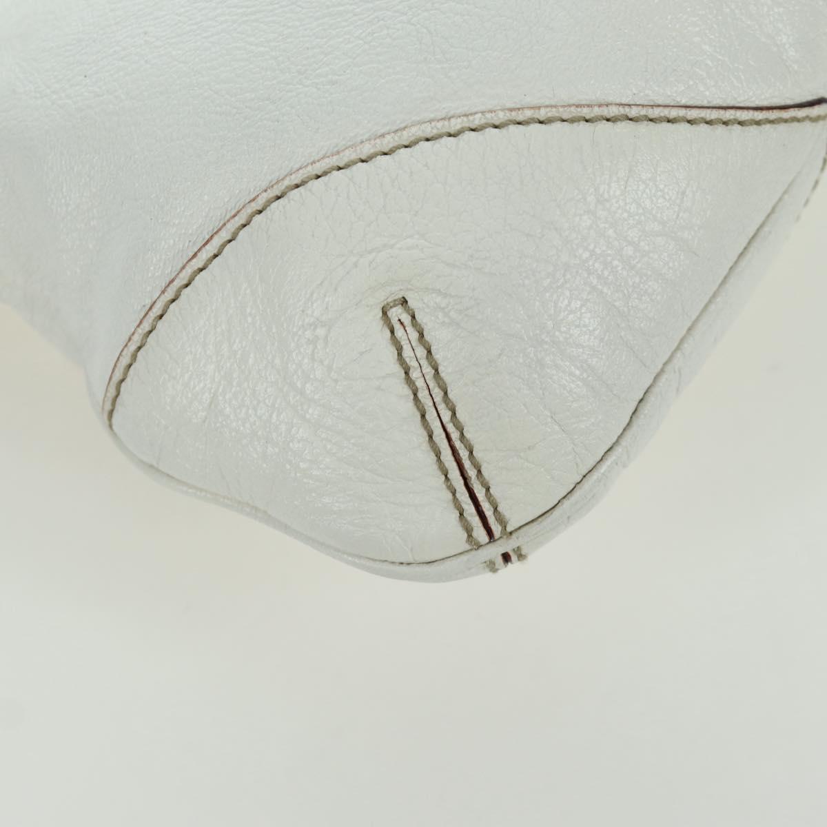 GUCCI Sherry Line Chain Shoulder Bag Leather White Gold 153011 Auth 172697V