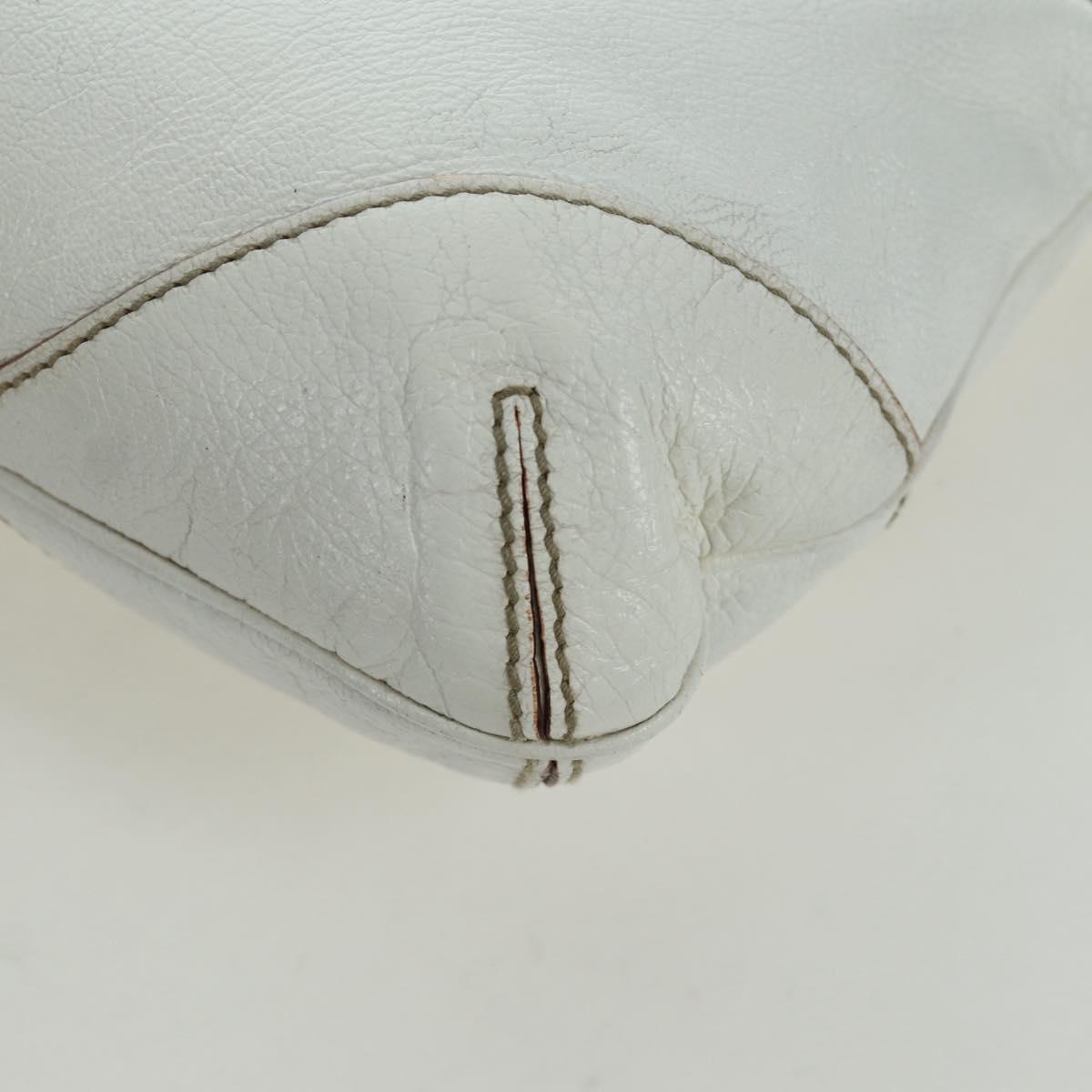 GUCCI Sherry Line Chain Shoulder Bag Leather White Gold 153011 Auth 172697V