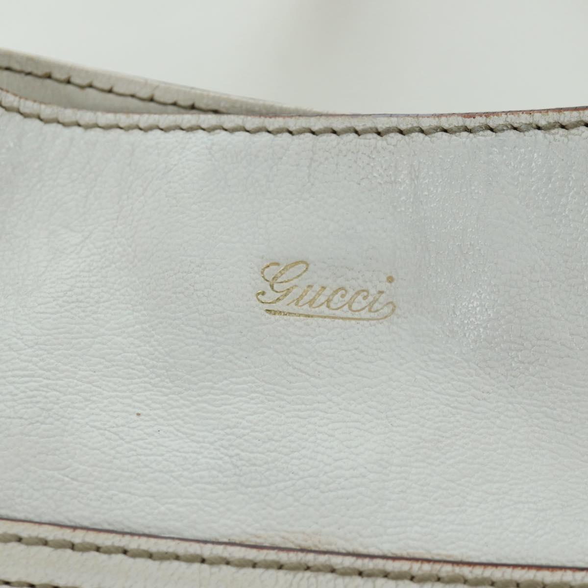 GUCCI Sherry Line Chain Shoulder Bag Leather White Gold 153011 Auth 172697V