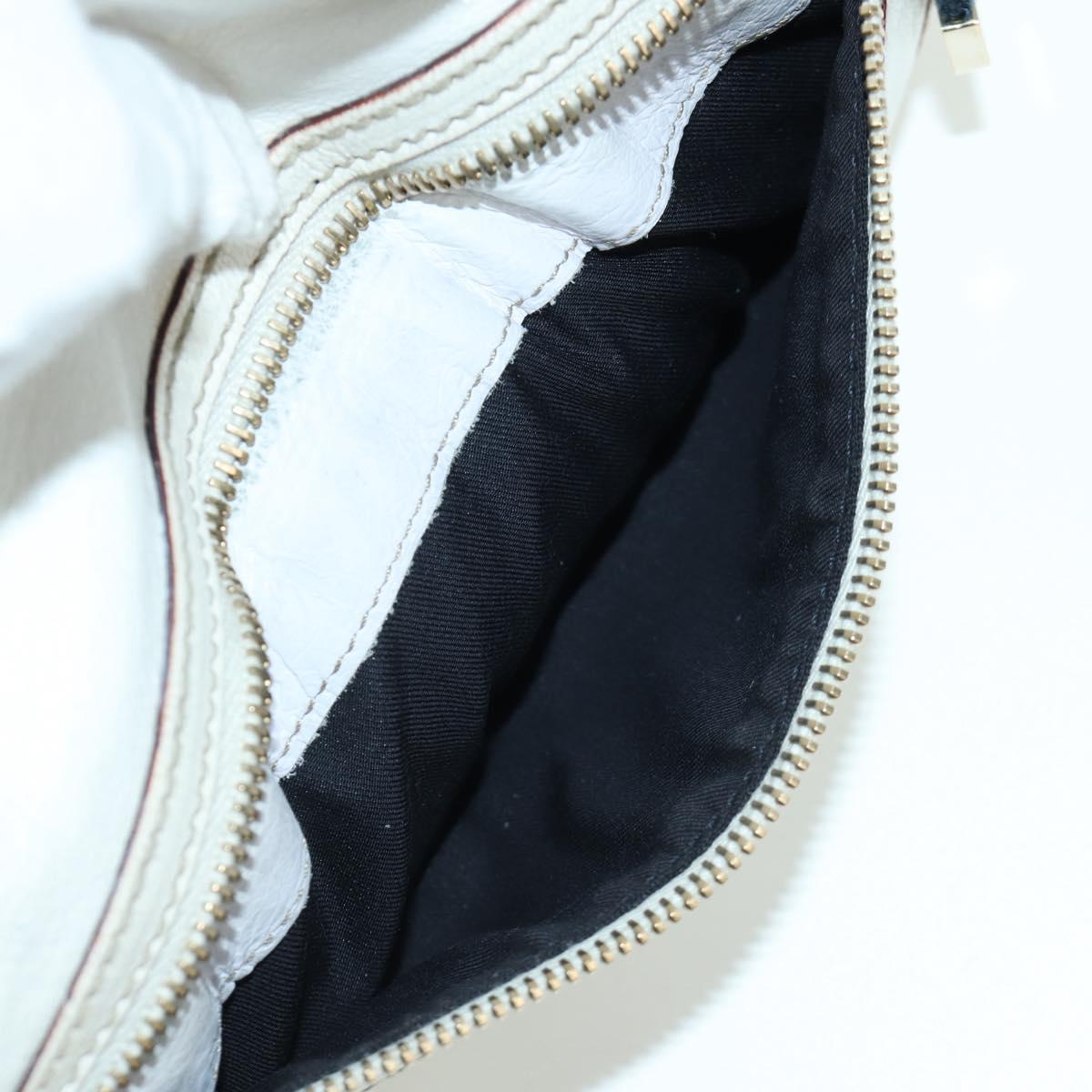 GUCCI Sherry Line Chain Shoulder Bag Leather White Gold 153011 Auth 172697V