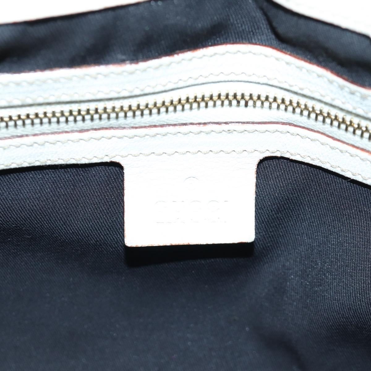 GUCCI Sherry Line Chain Shoulder Bag Leather White Gold 153011 Auth 172697V