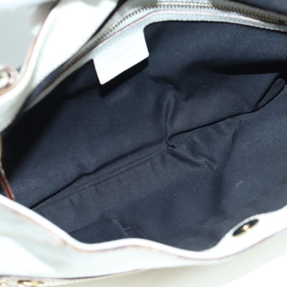 GUCCI Sherry Line Chain Shoulder Bag Leather White Gold 153011 Auth 172697V