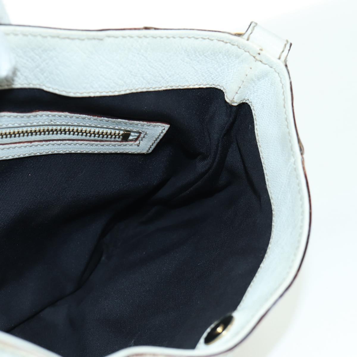 GUCCI Sherry Line Chain Shoulder Bag Leather White Gold 153011 Auth 172697V