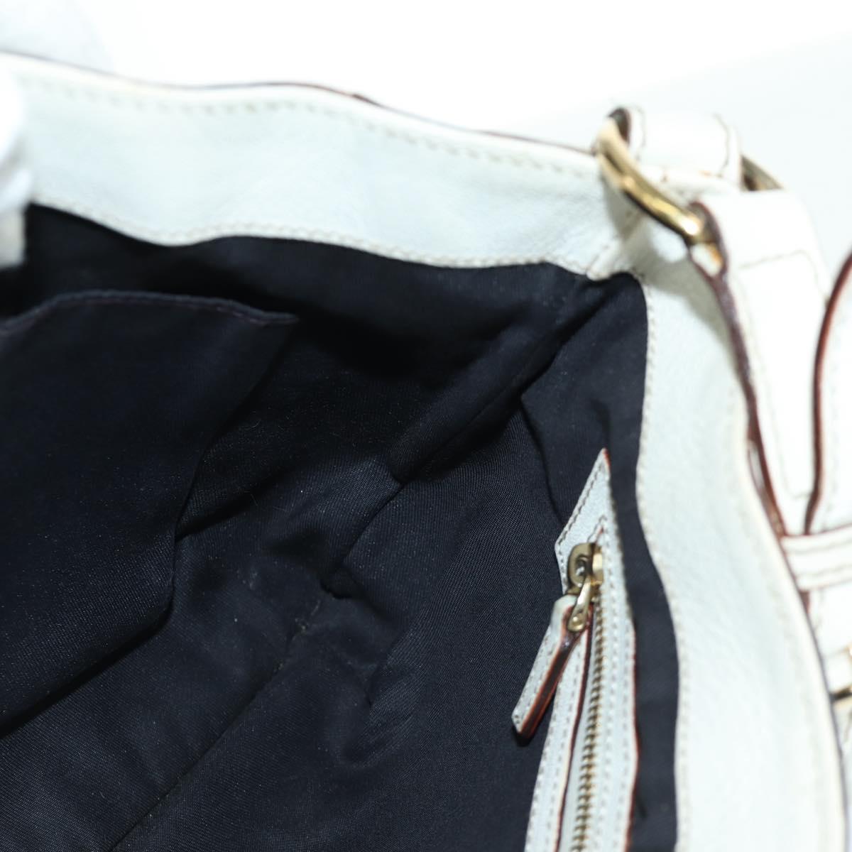 GUCCI Sherry Line Chain Shoulder Bag Leather White Gold 153011 Auth 172697V