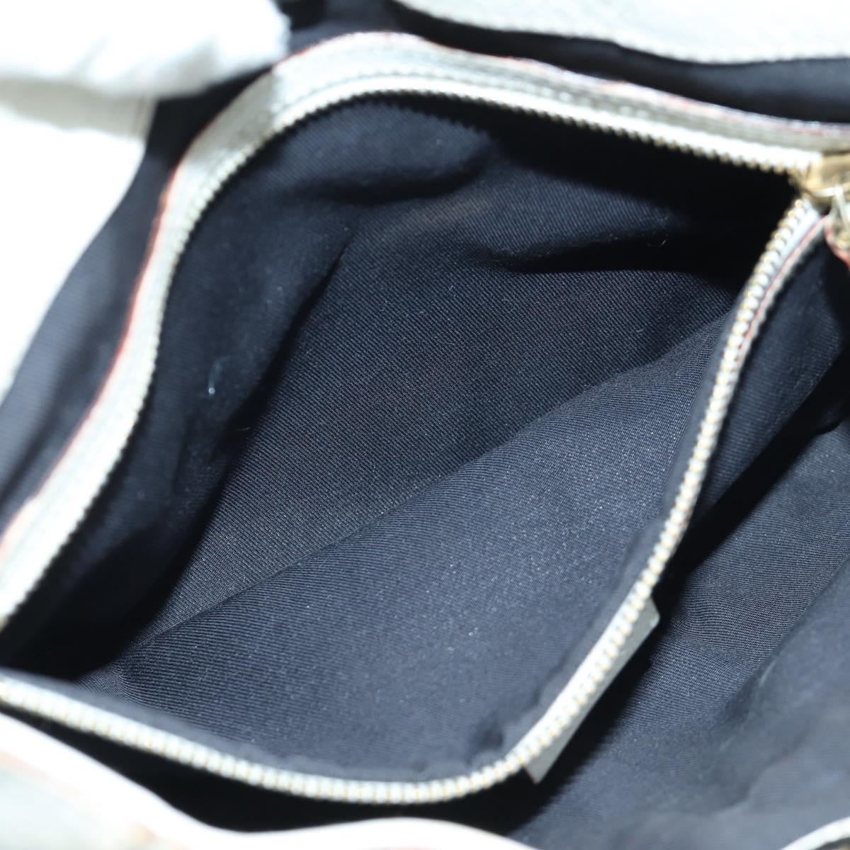 GUCCI Sherry Line Chain Shoulder Bag Leather White Gold 153011 Auth 172697V