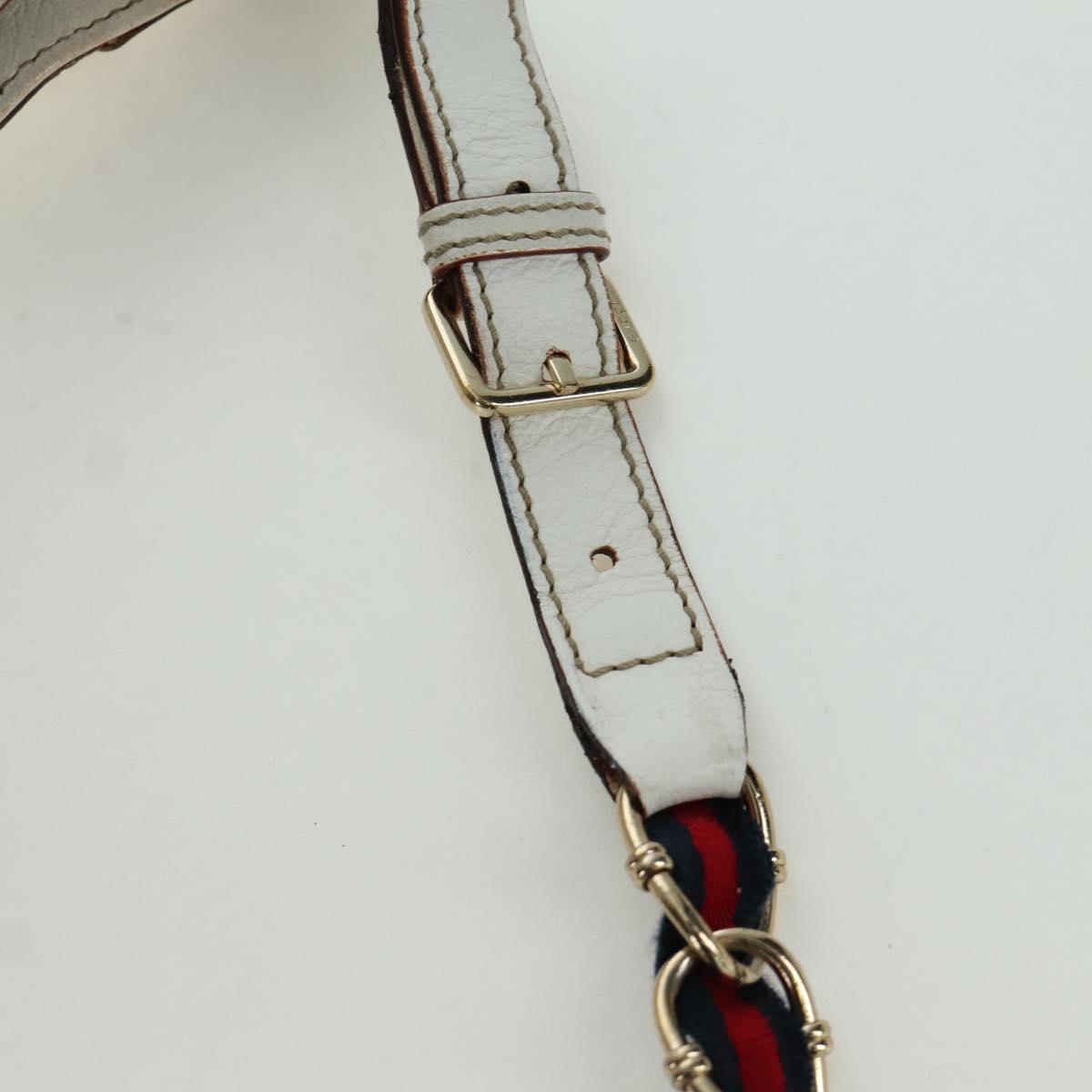 GUCCI Sherry Line Chain Shoulder Bag Leather White Gold 153011 Auth 172697V