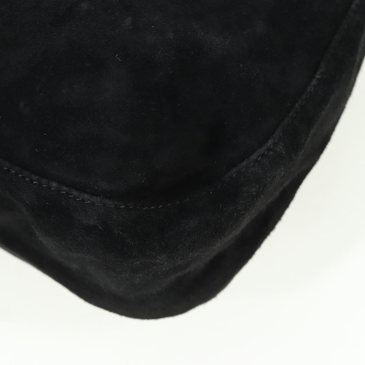 FENDI Mamma Baguette Shoulder Bag Suede Black Gold Auth 172703A