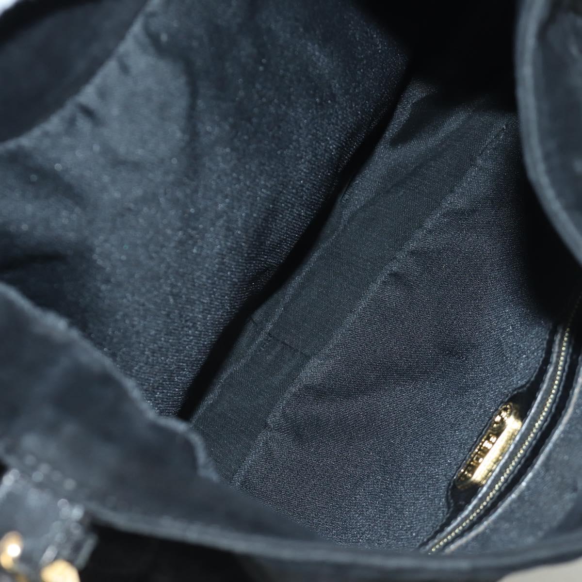 FENDI Mamma Baguette Shoulder Bag Suede Black Gold Auth 172703A