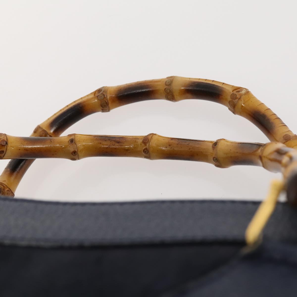 GUCCI Bamboo Tote Bag Suede Navy Gold 002 1186 0260 Auth 172705