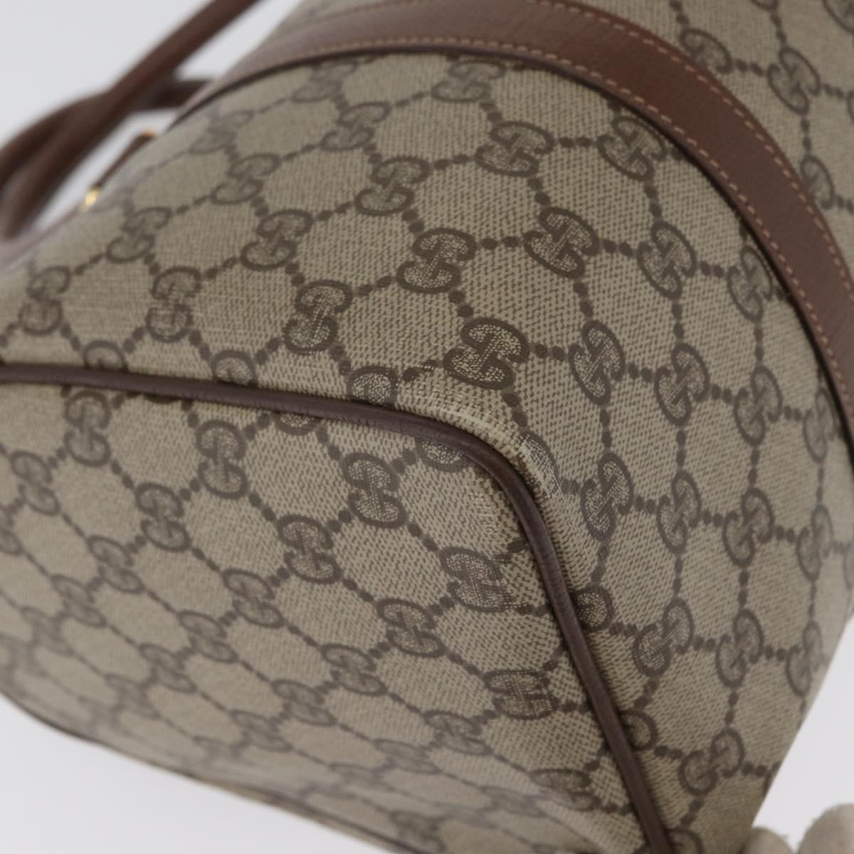 GUCCI GG Supreme Boston Bag PVC Beige Gold 002 123 6842 Auth 172706