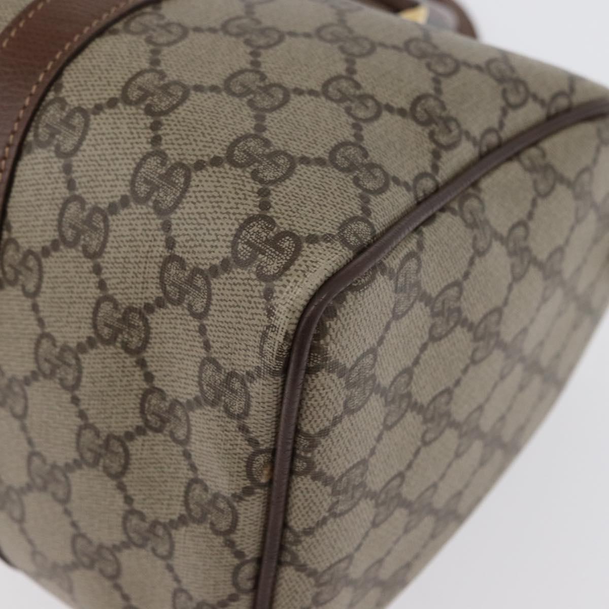 GUCCI GG Supreme Boston Bag PVC Beige Gold 002 123 6842 Auth 172706