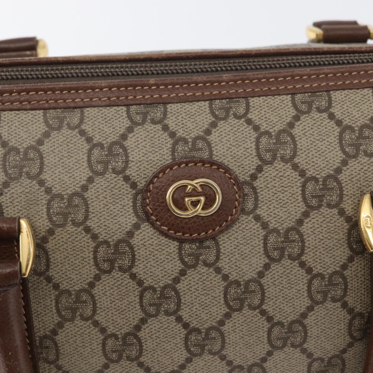 GUCCI GG Supreme Boston Bag PVC Beige Gold 002 123 6842 Auth 172706