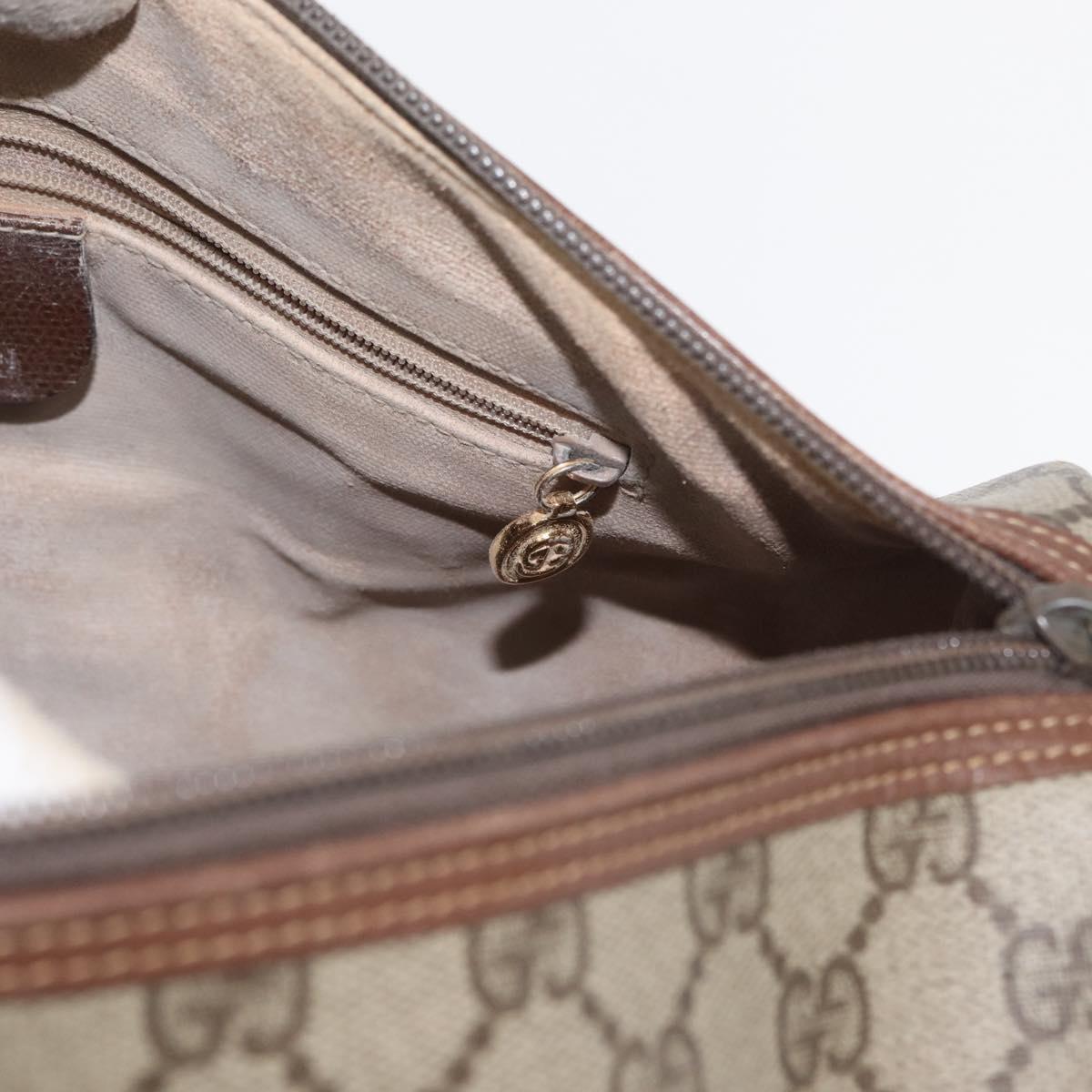 GUCCI GG Supreme Boston Bag PVC Beige Gold 002 123 6842 Auth 172706