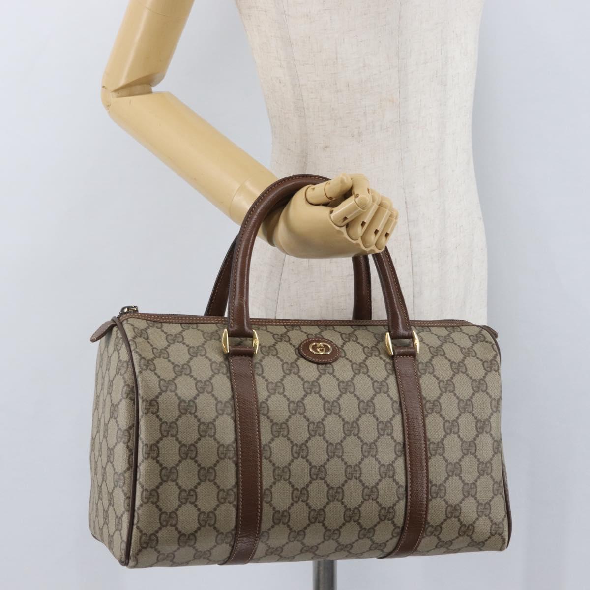 GUCCI GG Supreme Boston Bag PVC Beige Gold 002 123 6842 Auth 172706