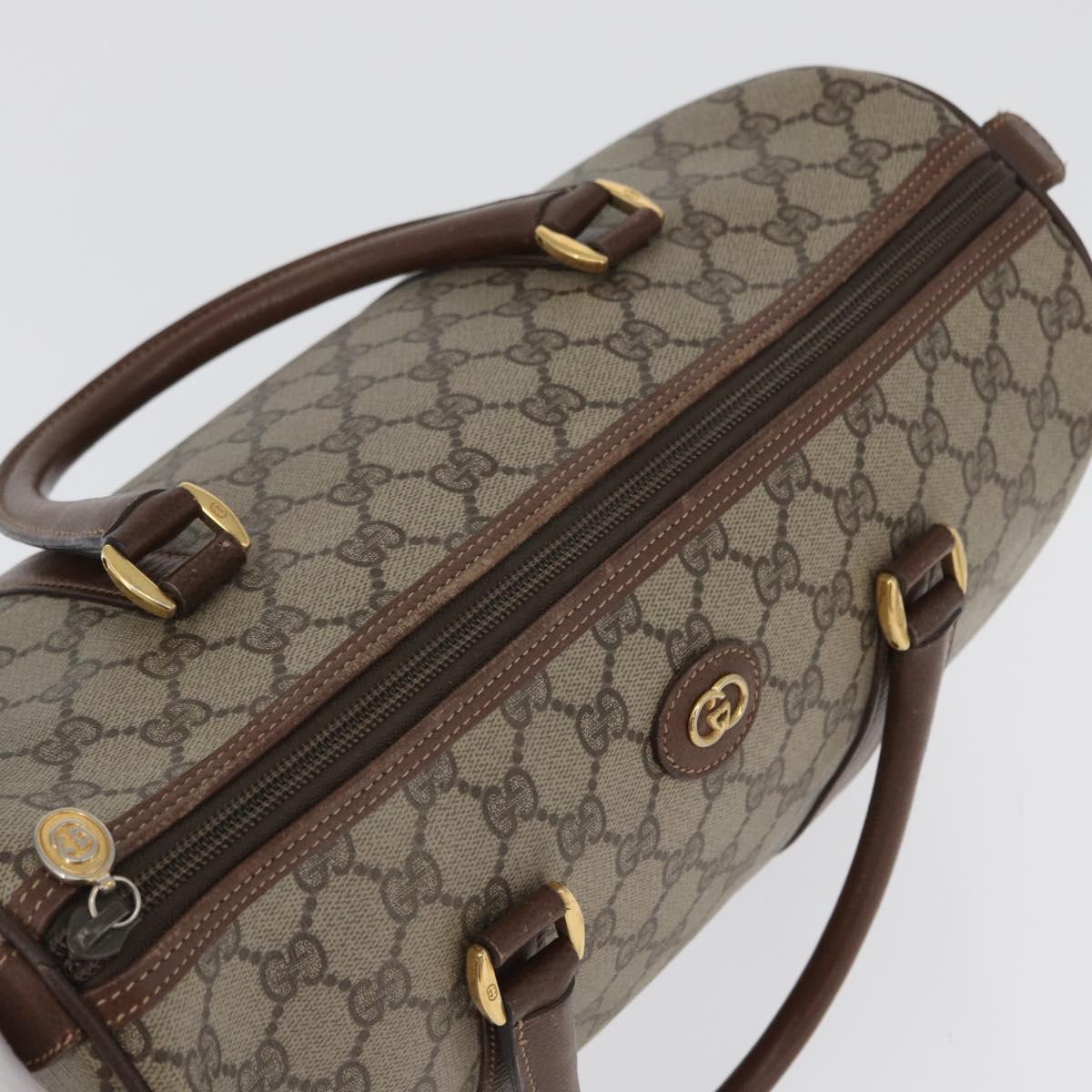 GUCCI GG Supreme Boston Bag PVC Beige Gold 002 123 6842 Auth 172706