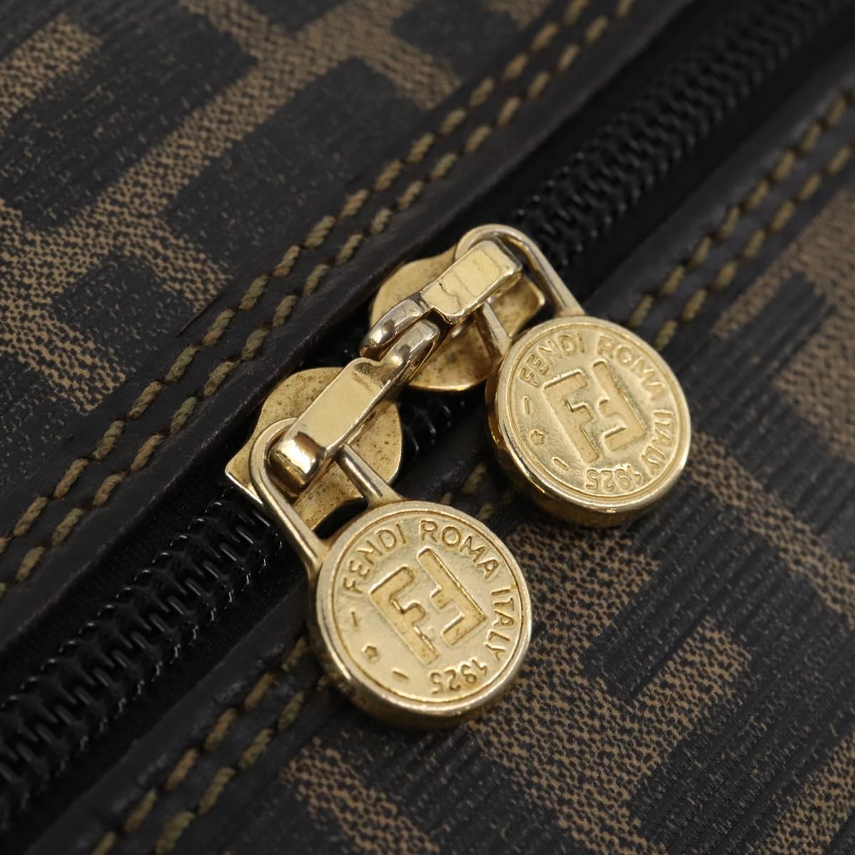 FENDI Zucca Canvas Boston Bag PVC 2way Black Brown Auth 172708