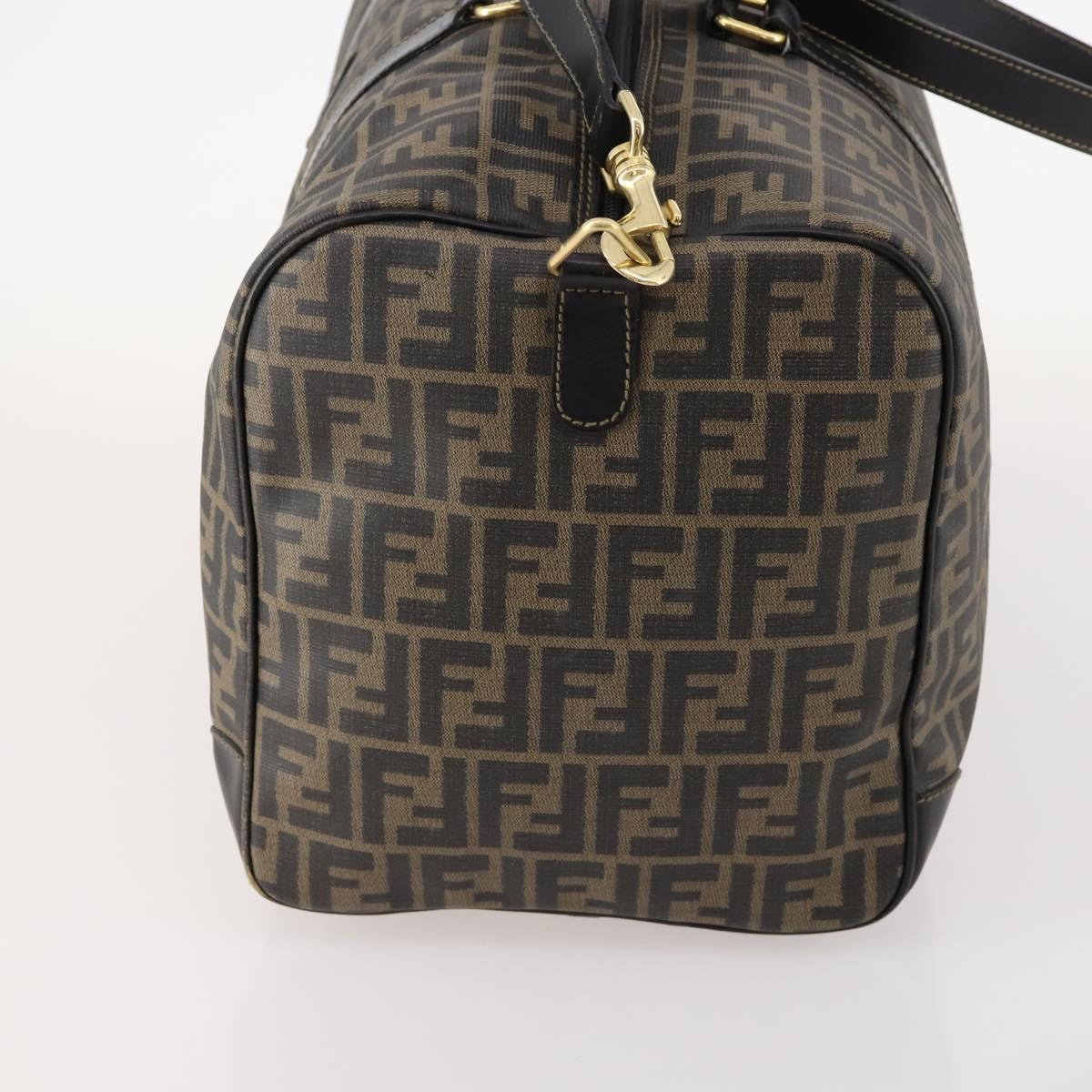 FENDI Zucca Canvas Boston Bag PVC 2way Black Brown Auth 172708