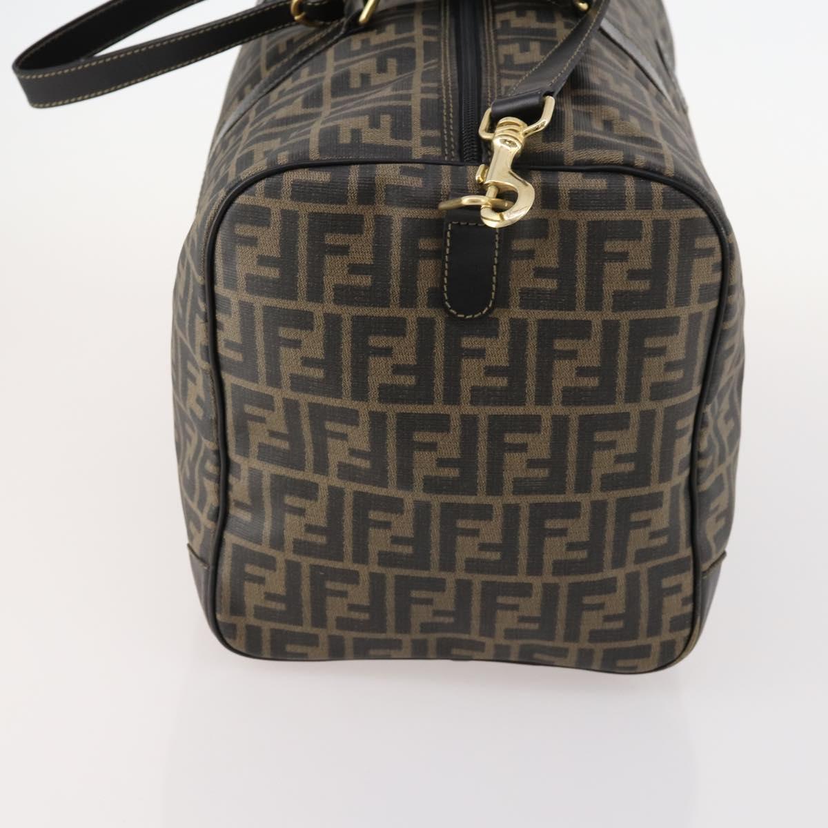 FENDI Zucca Canvas Boston Bag PVC 2way Black Brown Auth 172708