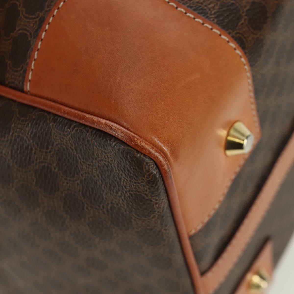 CELINE Macadam Canvas Boston Bag PVC Leather Brown Gold Auth 172709V