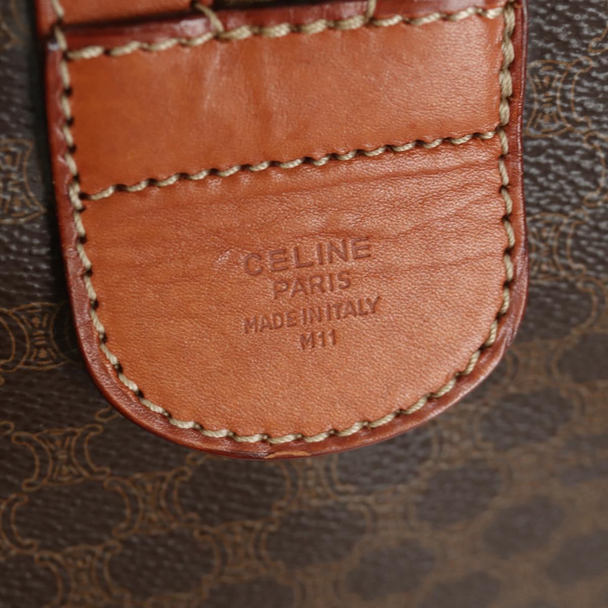 CELINE Macadam Canvas Boston Bag PVC Leather Brown Gold Auth 172709V