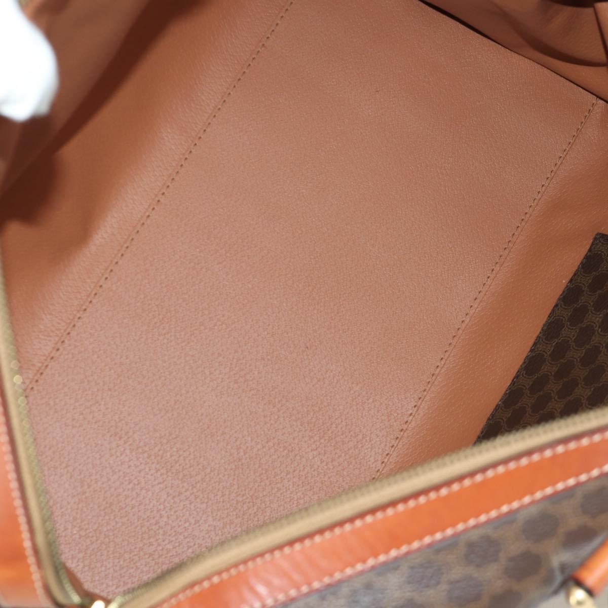 CELINE Macadam Canvas Boston Bag PVC Leather Brown Gold Auth 172709V