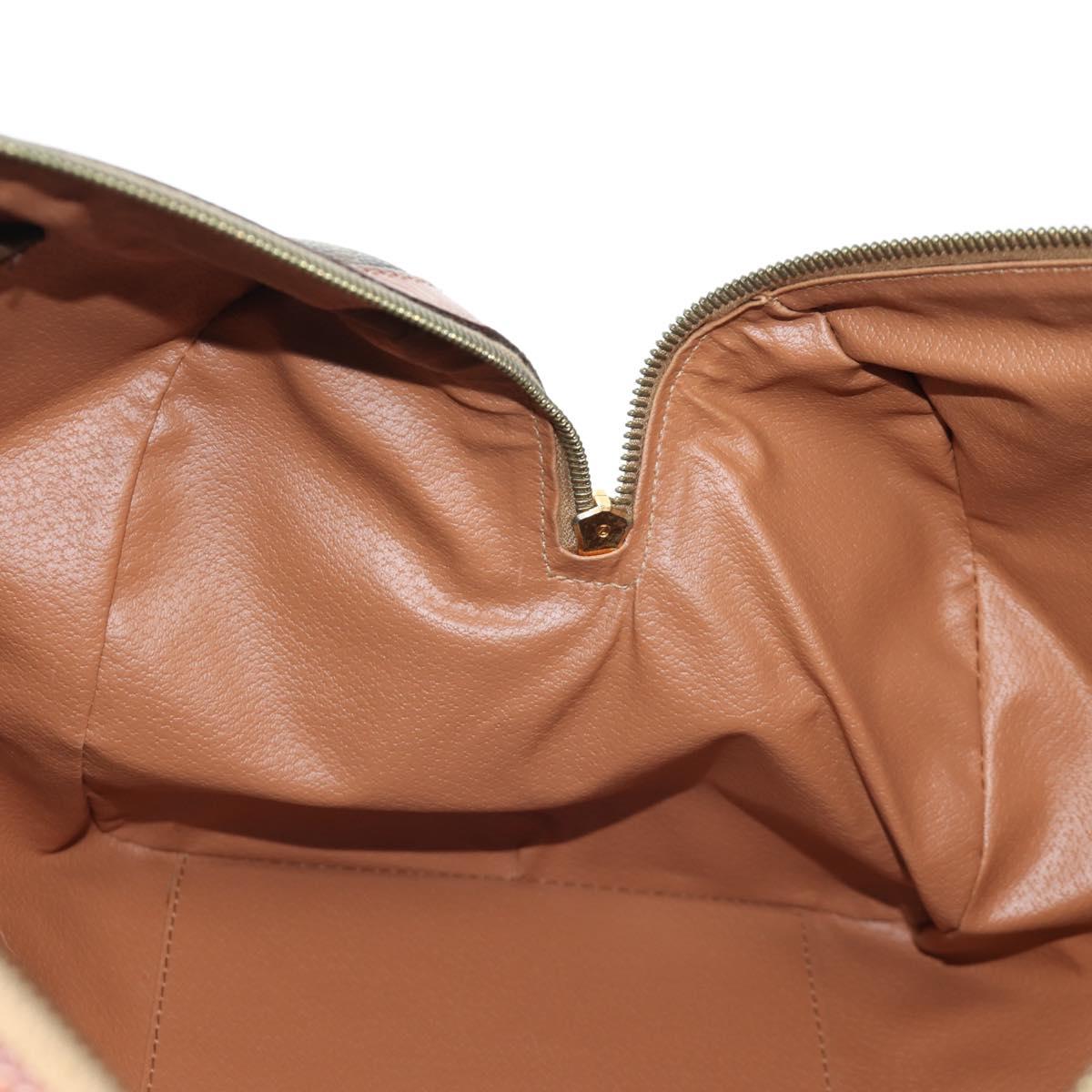 CELINE Macadam Canvas Boston Bag PVC Leather Brown Gold Auth 172709V