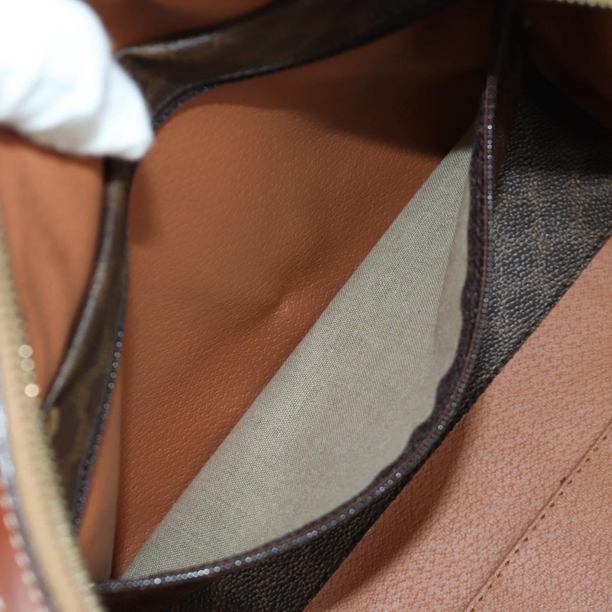 CELINE Macadam Canvas Boston Bag PVC Leather Brown Gold Auth 172709V