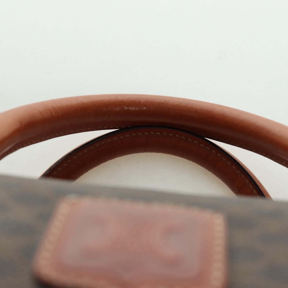 CELINE Macadam Canvas Boston Bag PVC Leather Brown Gold Auth 172709V