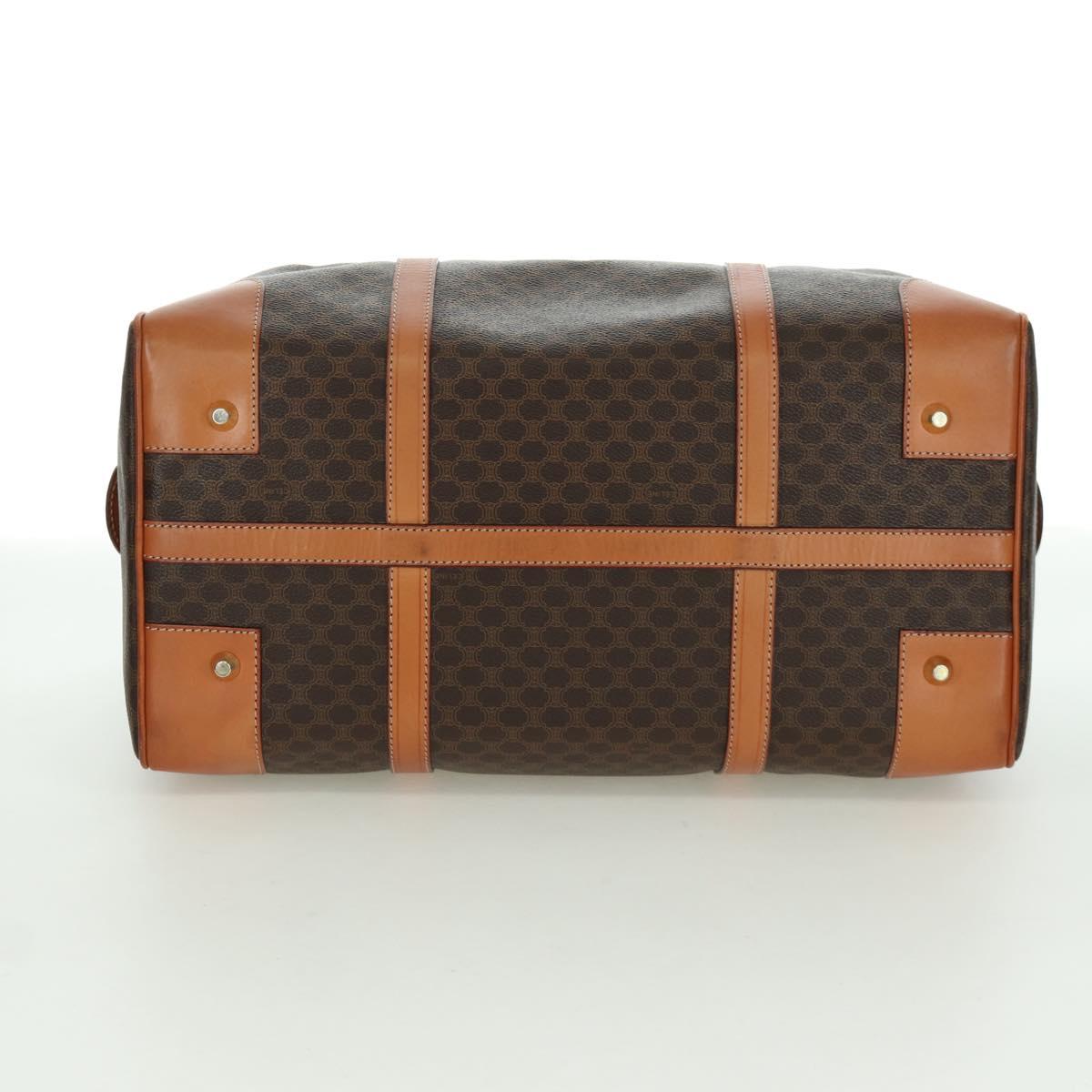 CELINE Macadam Canvas Boston Bag PVC Leather Brown Gold Auth 172709V