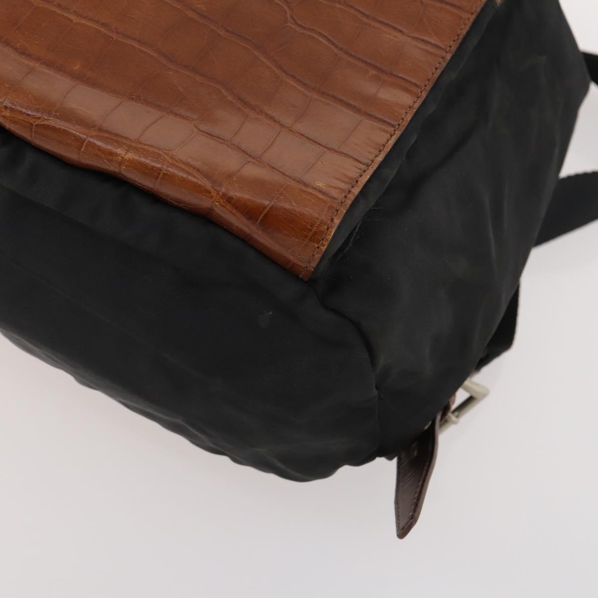 PRADA Backpack Nylon Black Silver Auth 172717