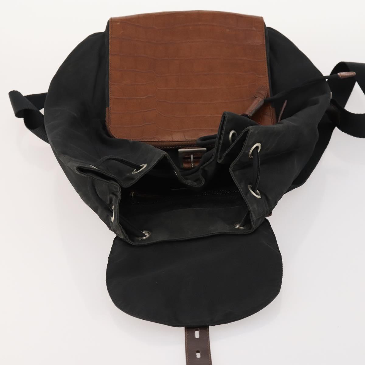 PRADA Backpack Nylon Black Silver Auth 172717