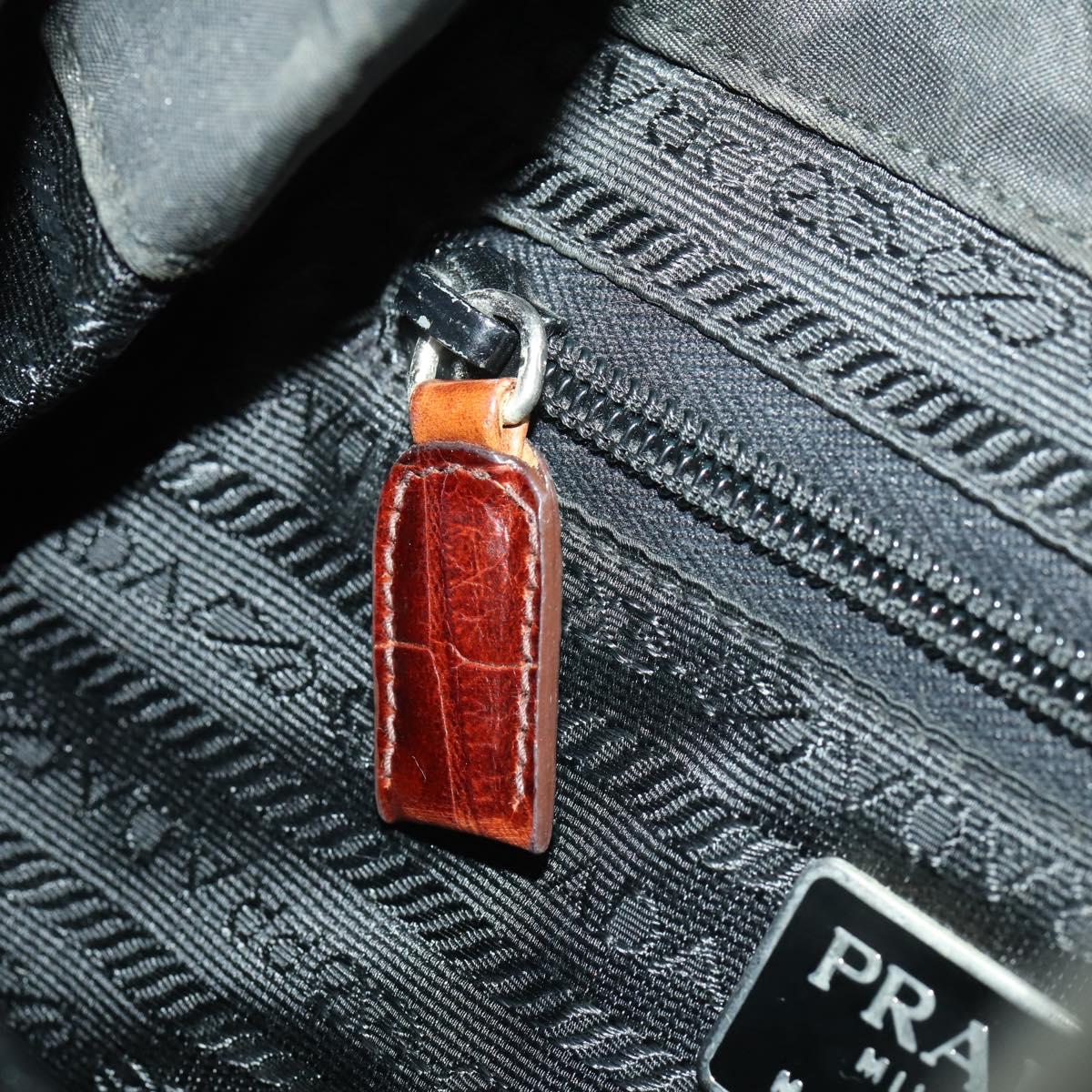 PRADA Backpack Nylon Black Silver Auth 172717