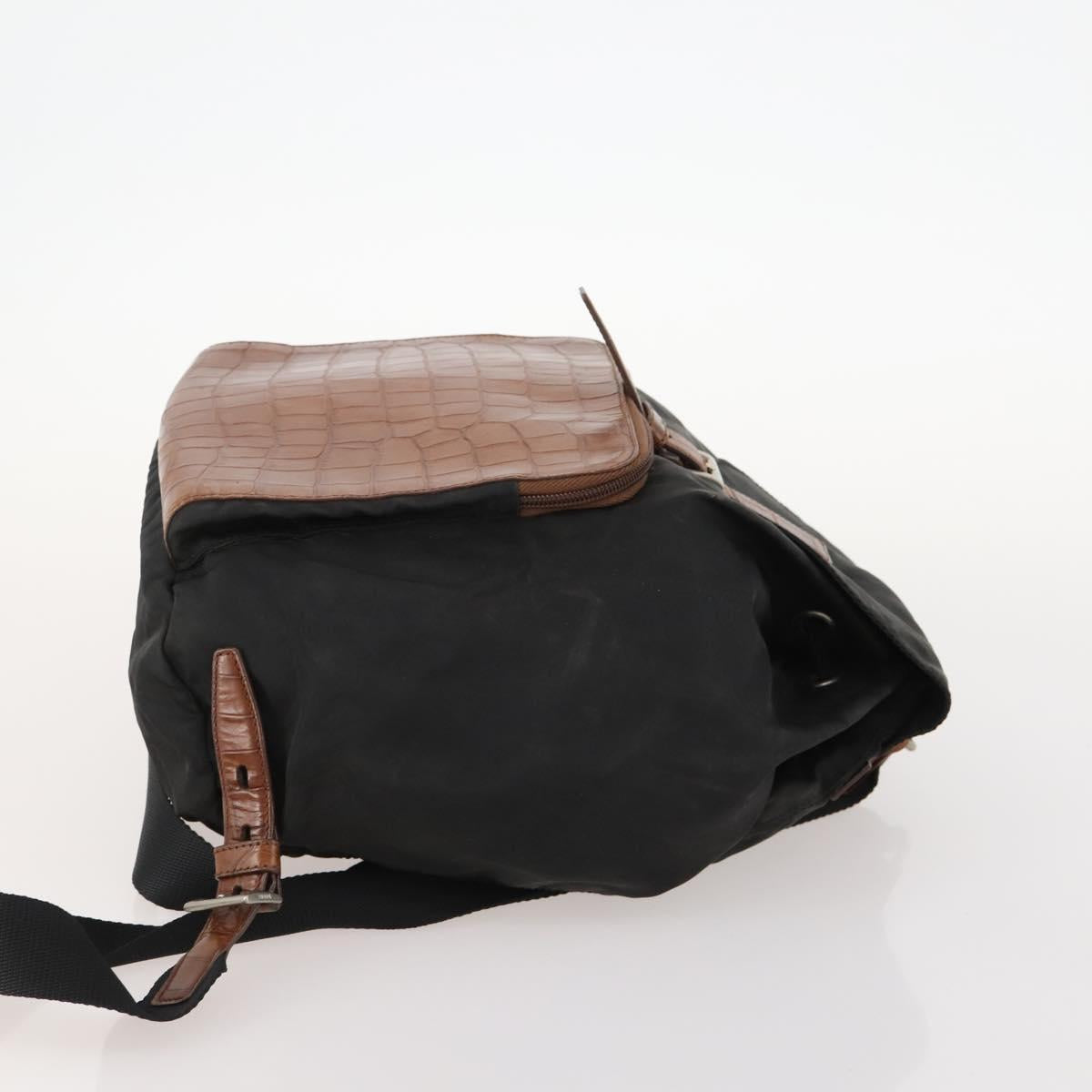 PRADA Backpack Nylon Black Silver Auth 172717