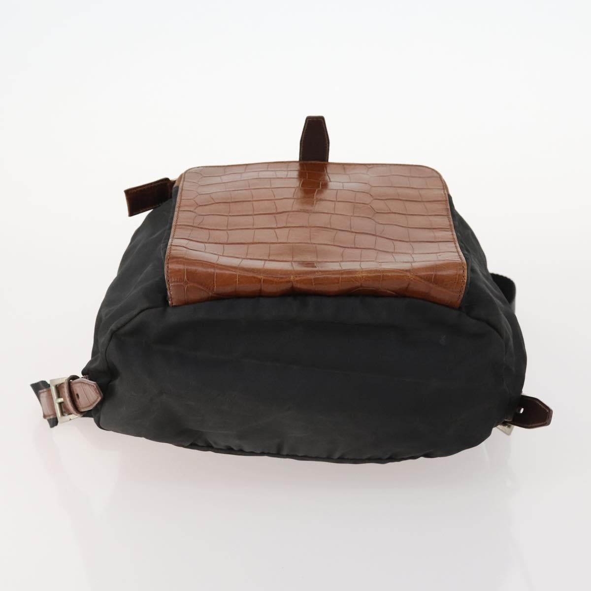 PRADA Backpack Nylon Black Silver Auth 172717