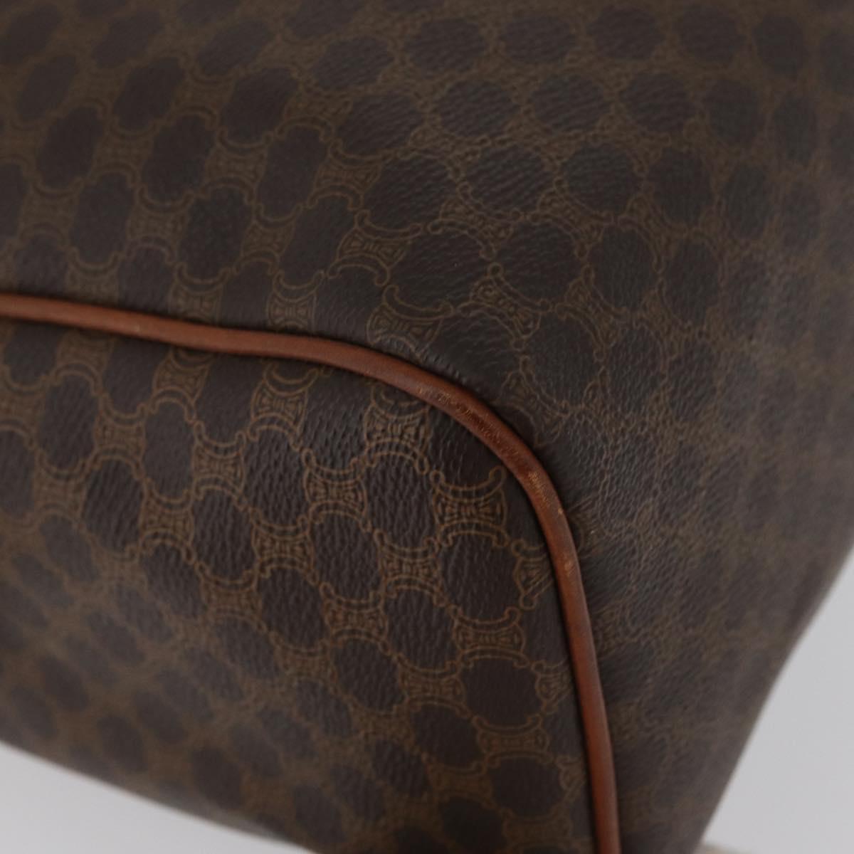 CELINE Macadam Canvas Hand Bag PVC Leather Brown Gold Auth 172719