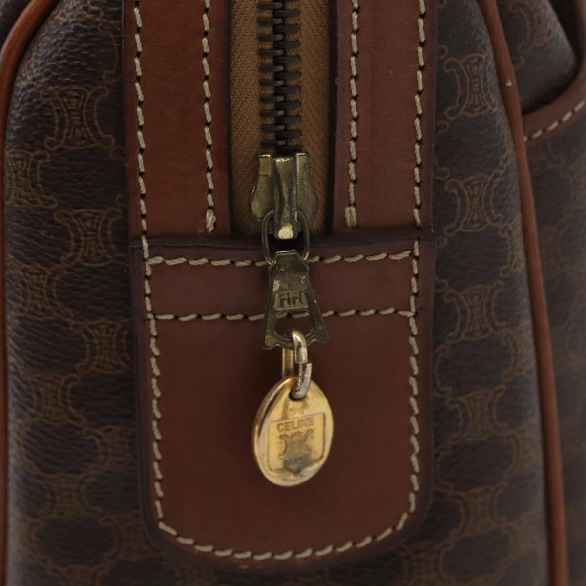 CELINE Macadam Canvas Hand Bag PVC Leather Brown Gold Auth 172719