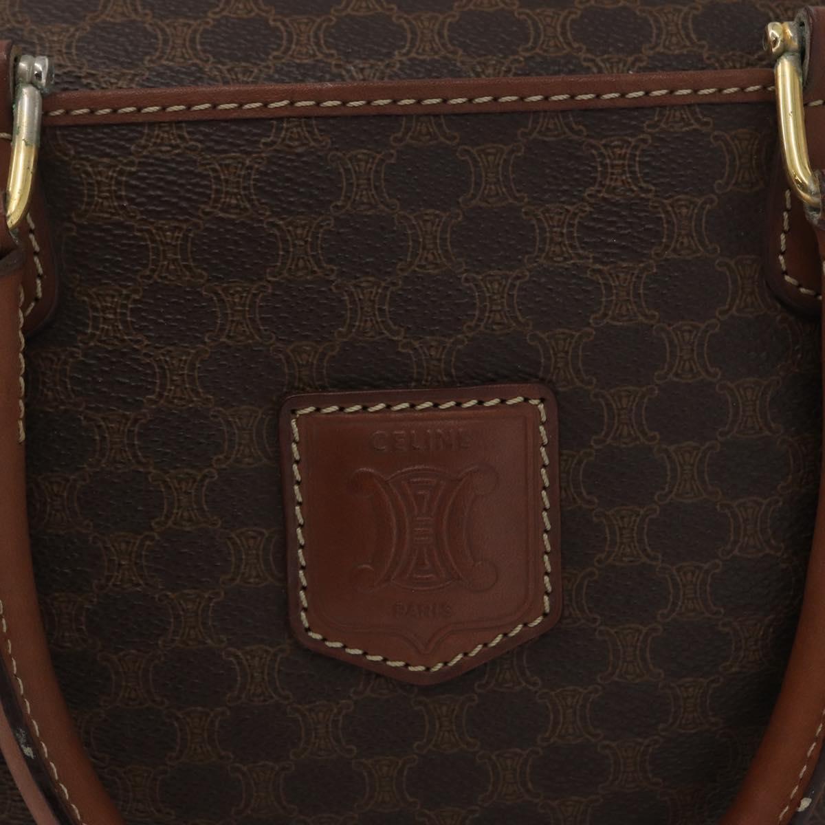 CELINE Macadam Canvas Hand Bag PVC Leather Brown Gold Auth 172719