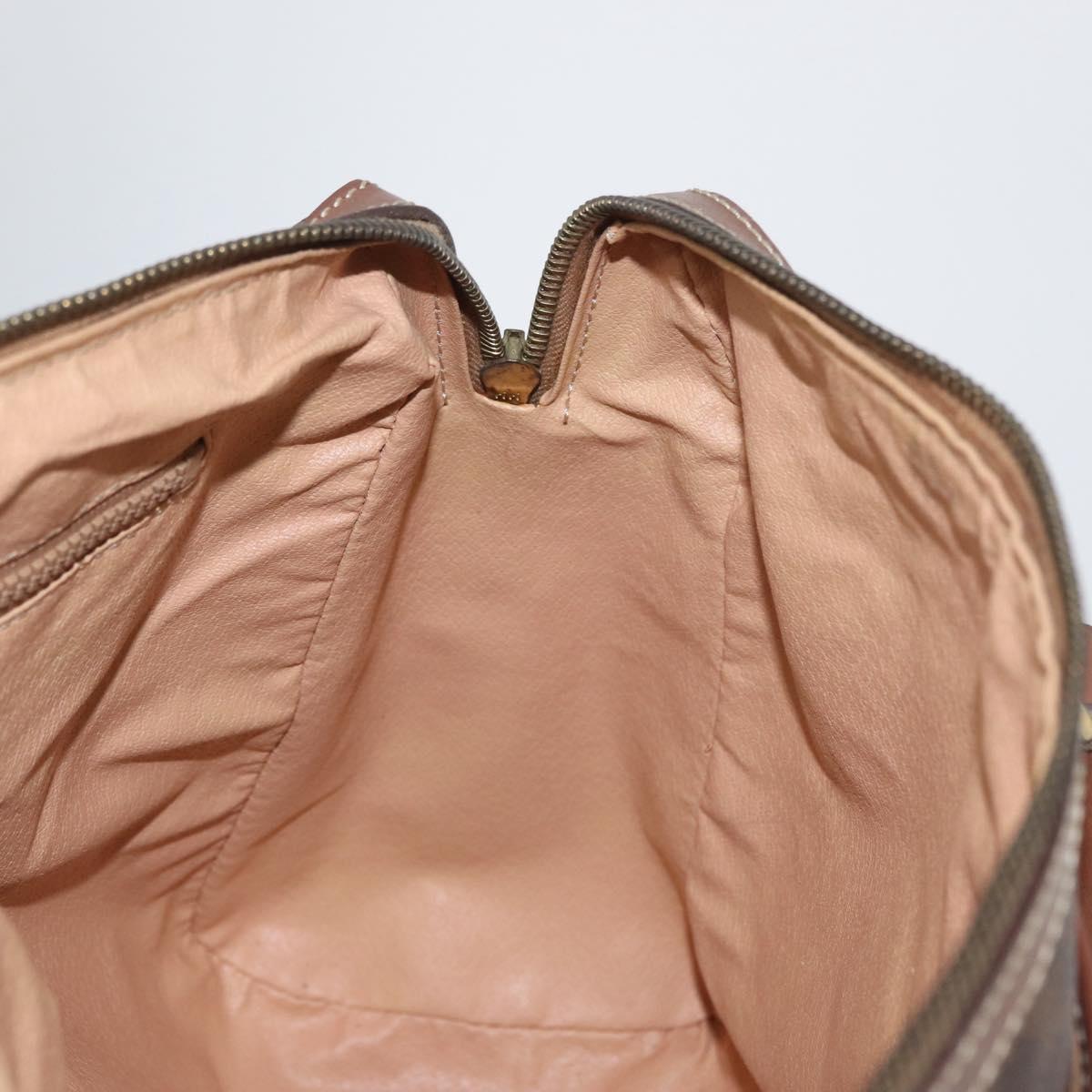 CELINE Macadam Canvas Hand Bag PVC Leather Brown Gold Auth 172719