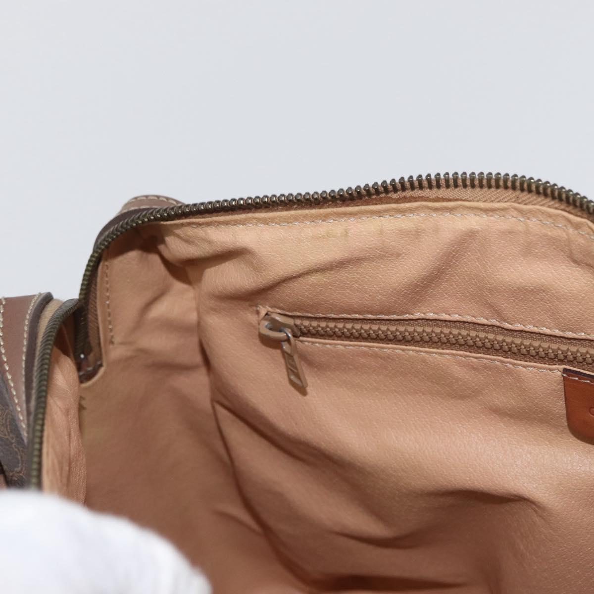 CELINE Macadam Canvas Hand Bag PVC Leather Brown Gold Auth 172719
