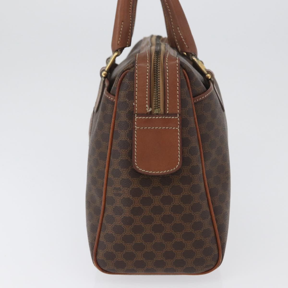 CELINE Macadam Canvas Hand Bag PVC Leather Brown Gold Auth 172719