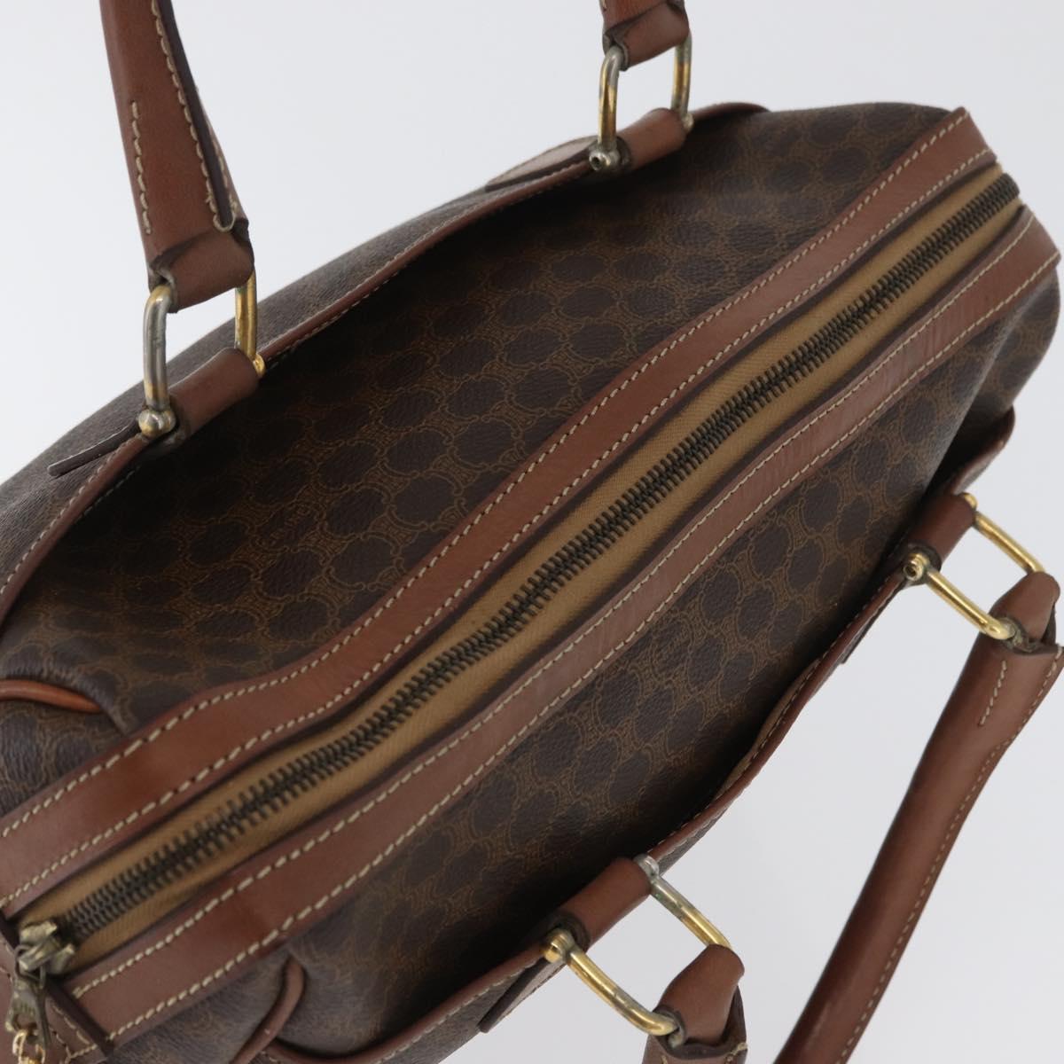 CELINE Macadam Canvas Hand Bag PVC Leather Brown Gold Auth 172719
