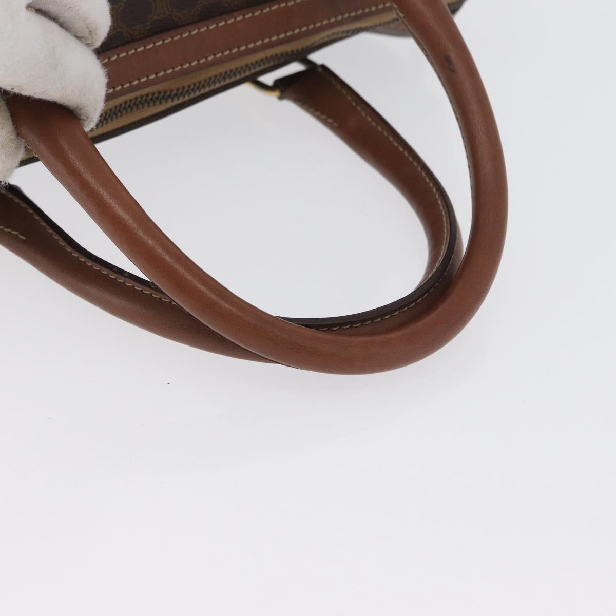 CELINE Macadam Canvas Hand Bag PVC Leather Brown Gold Auth 172719