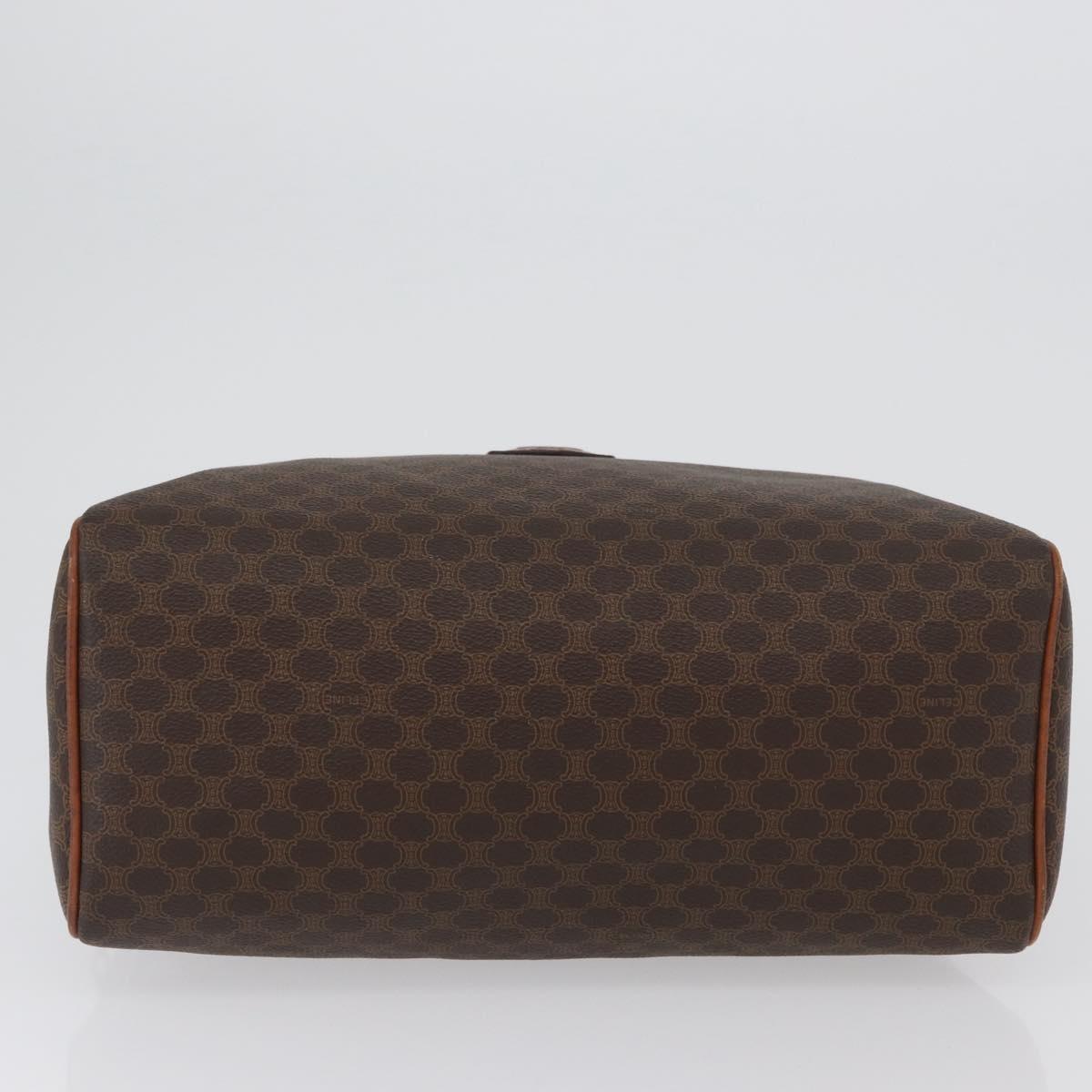 CELINE Macadam Canvas Hand Bag PVC Leather Brown Gold Auth 172719