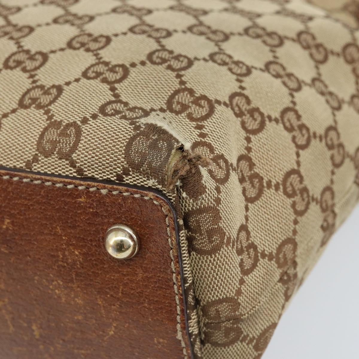 GUCCI GG Canvas Bamboo Hand Bag Beige Gold 140203 Auth 172720