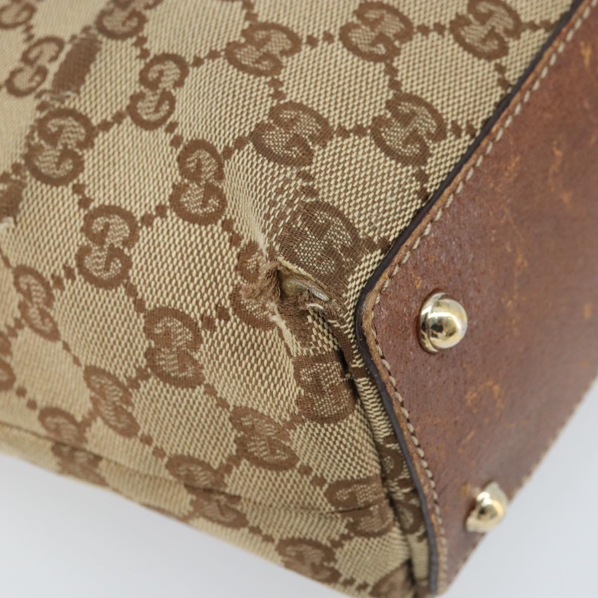 GUCCI GG Canvas Bamboo Hand Bag Beige Gold 140203 Auth 172720