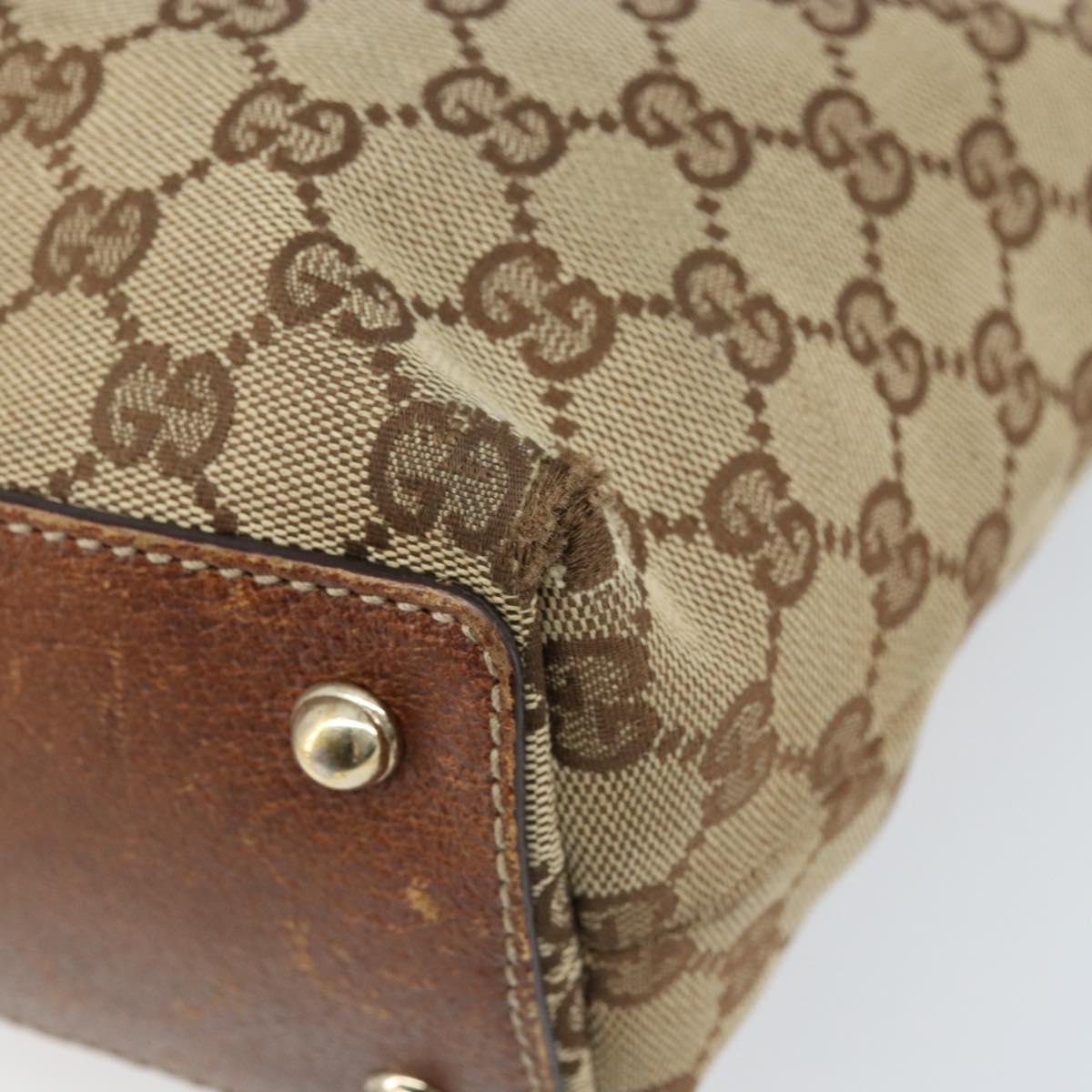 GUCCI GG Canvas Bamboo Hand Bag Beige Gold 140203 Auth 172720