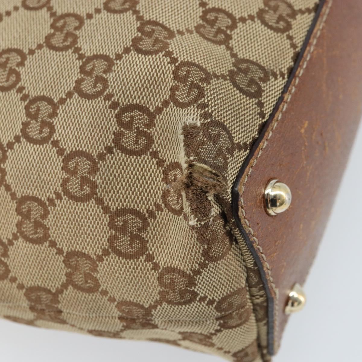 GUCCI GG Canvas Bamboo Hand Bag Beige Gold 140203 Auth 172720