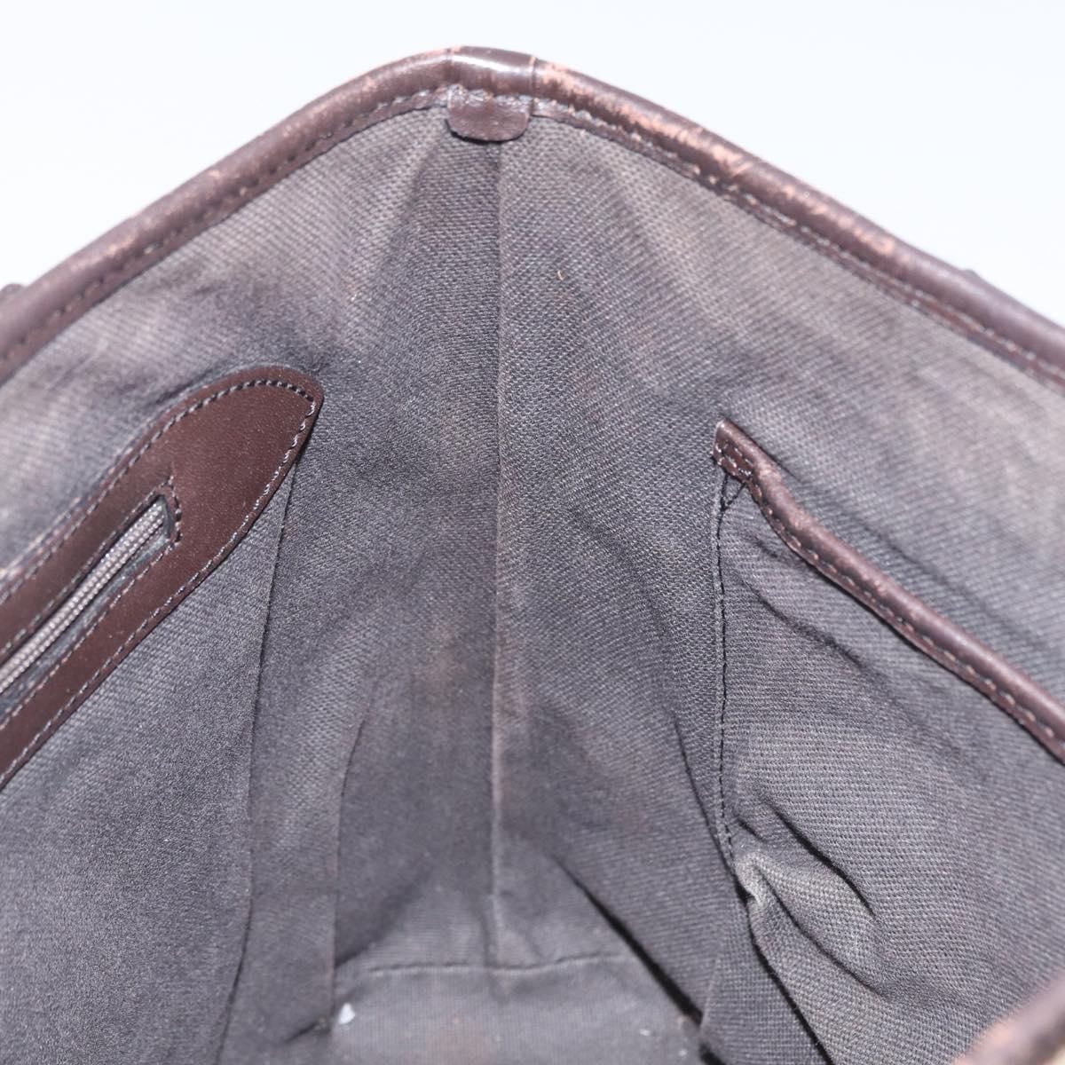 BURBERRY Nova Check Hand Bag PVC Beige Gold Auth 172725