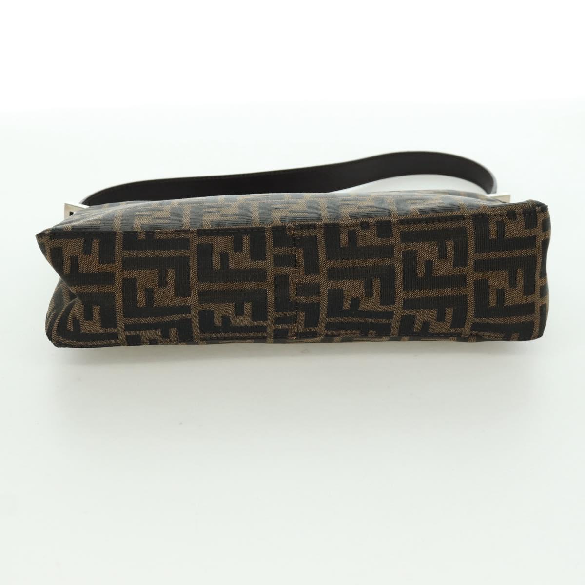 FENDI Zucca Canvas Shoulder Bag Black Brown Auth 172726SAV