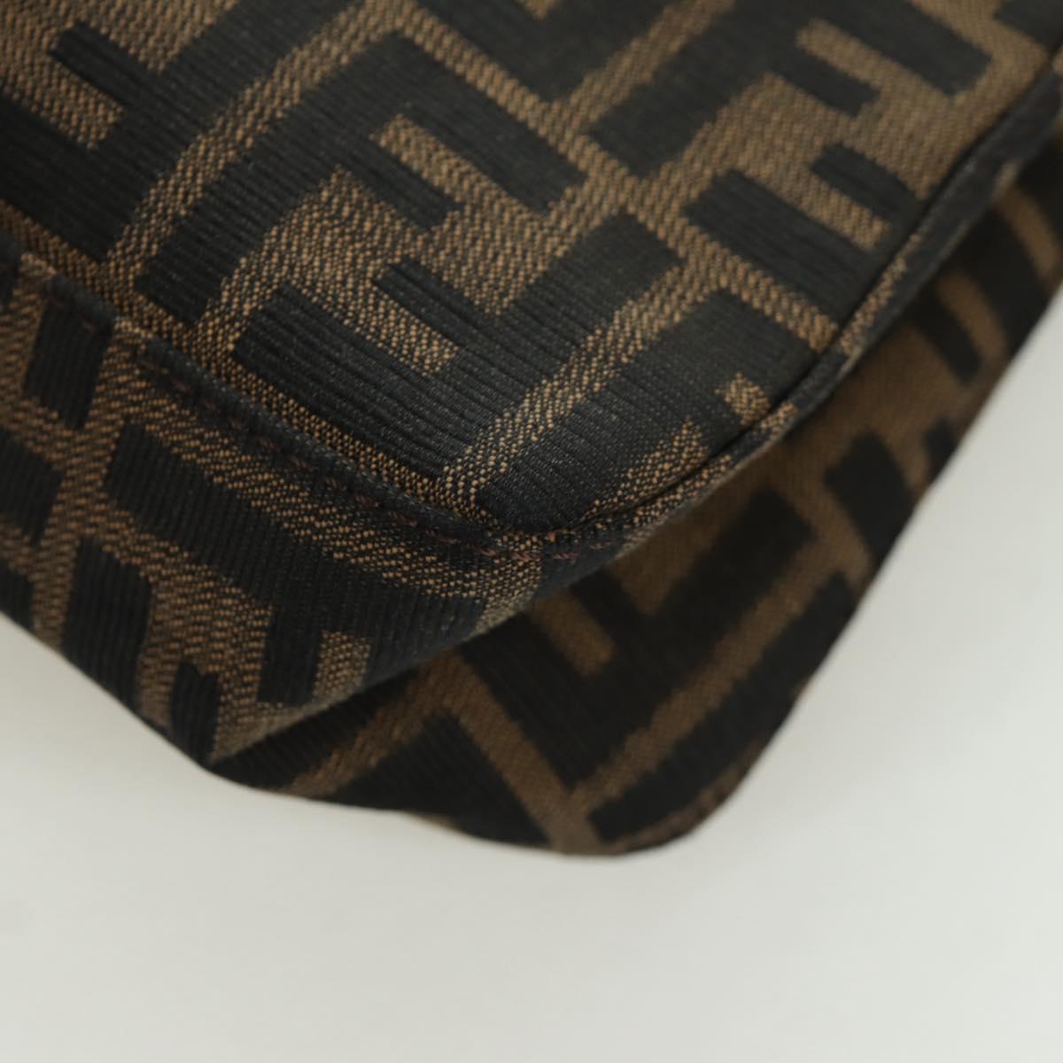 FENDI Zucca Canvas Shoulder Bag Black Brown Auth 172726SAV